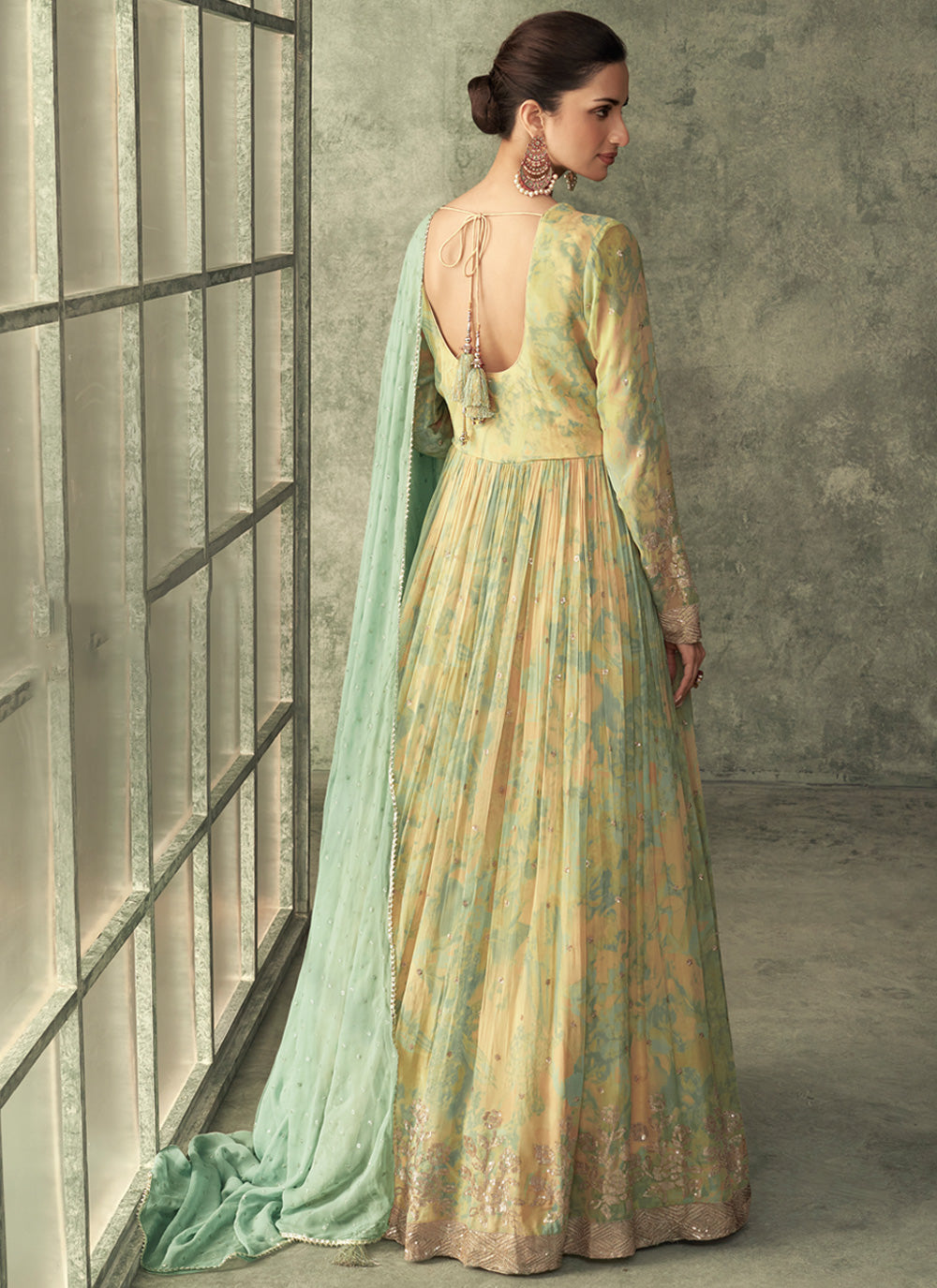 Embroidered Engagement Floor Length Gown