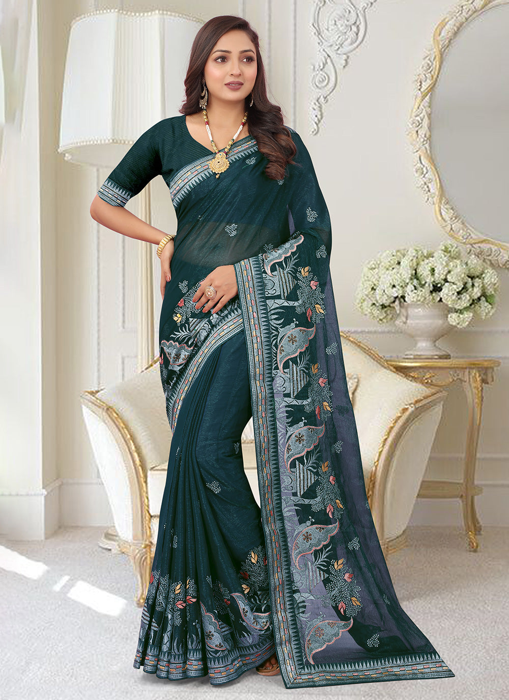 Contemporary Style Saree For Engagement