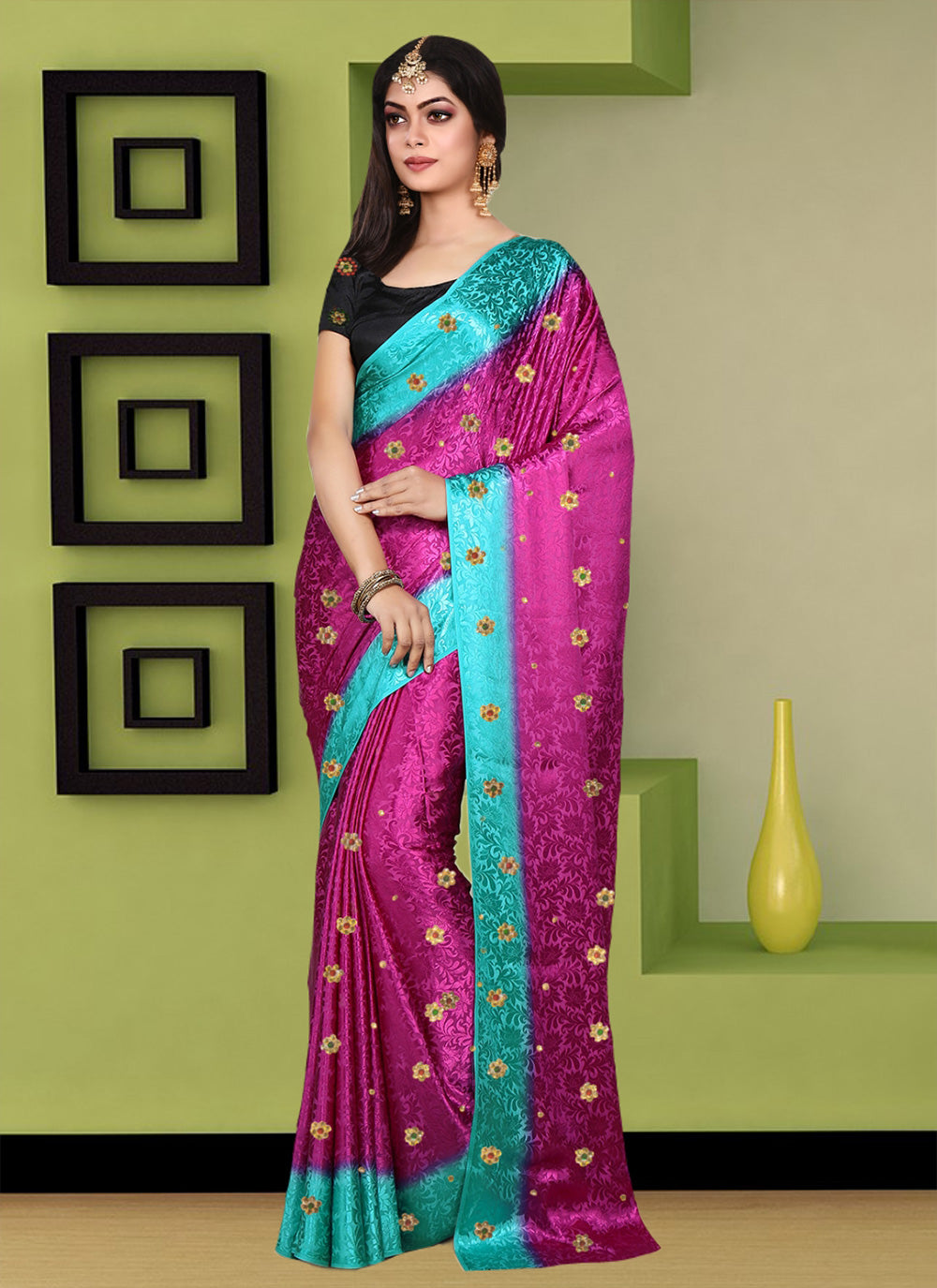 Embroidered Contemporary Style Saree For Engagement
