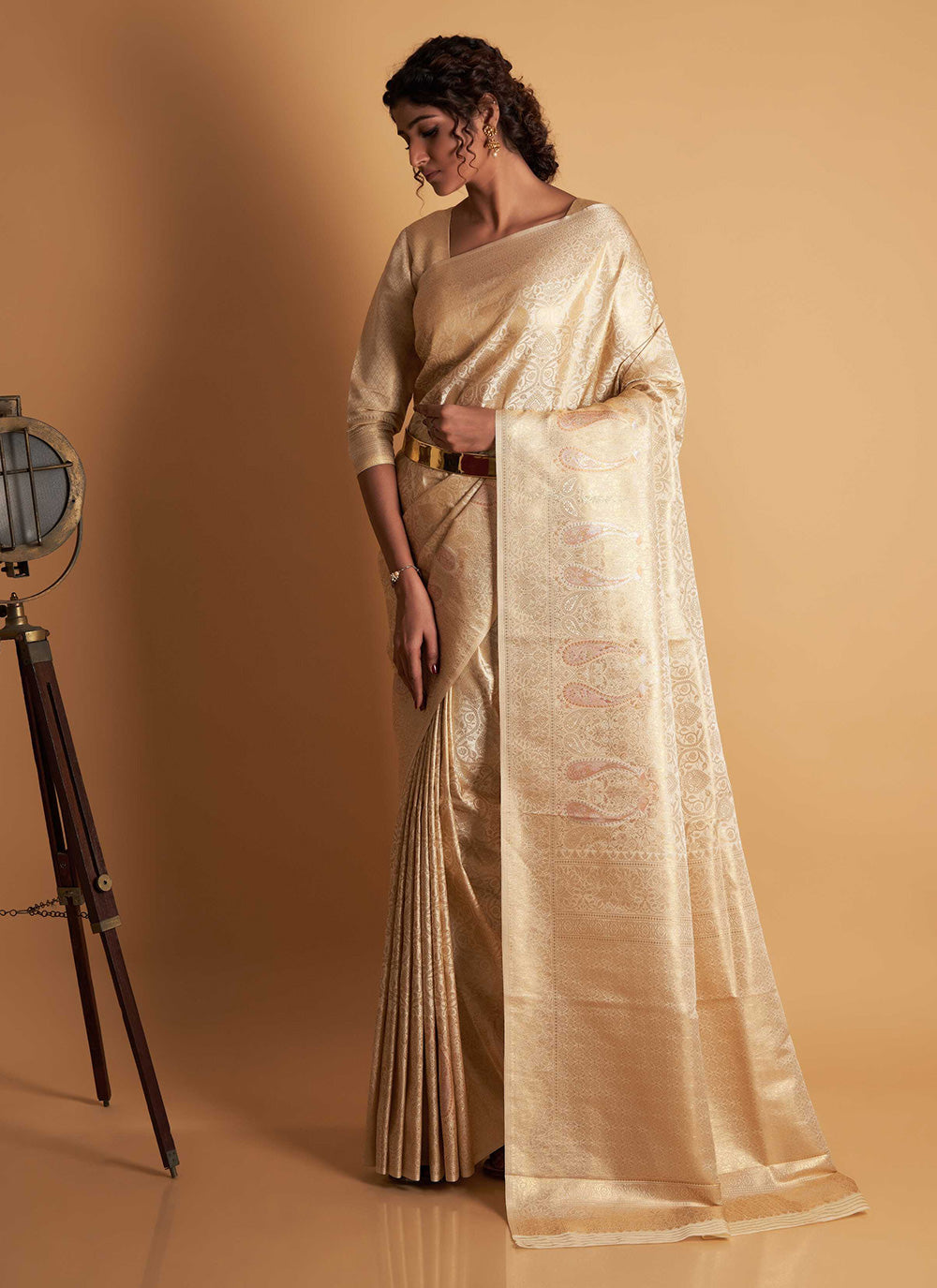 Kanjivaram Silk Saree In Off White