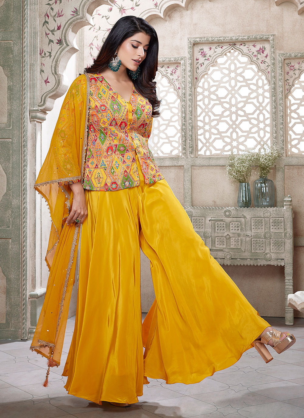 Intricate Yellow Silk Salwar Suit
