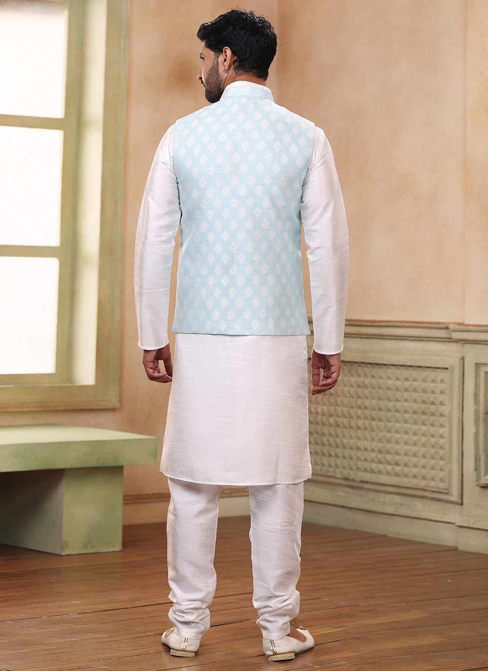 Fancy Banarasi Silk Kurta Payjama With Jacket