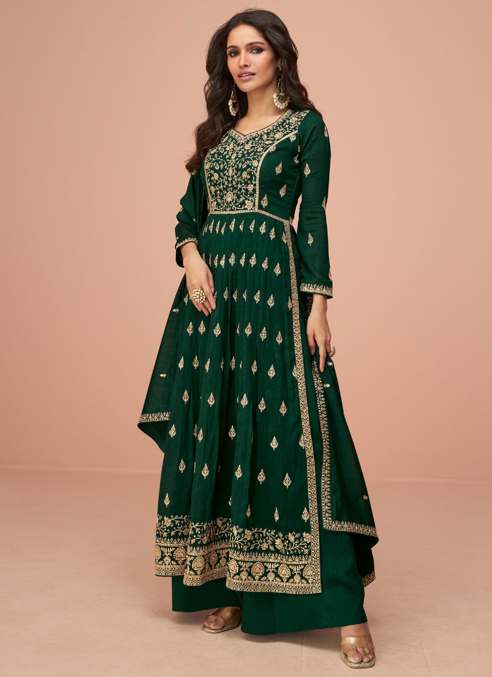 Silk Salwar Suit With Embroidered Work