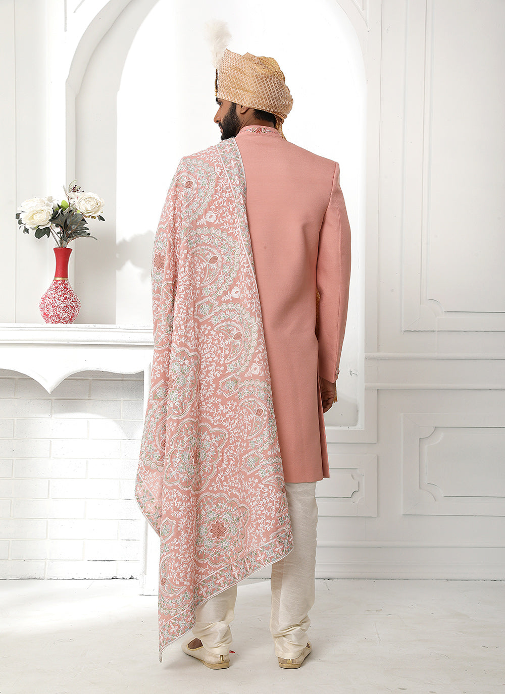 Art Silk Fancy Sherwani in Pink