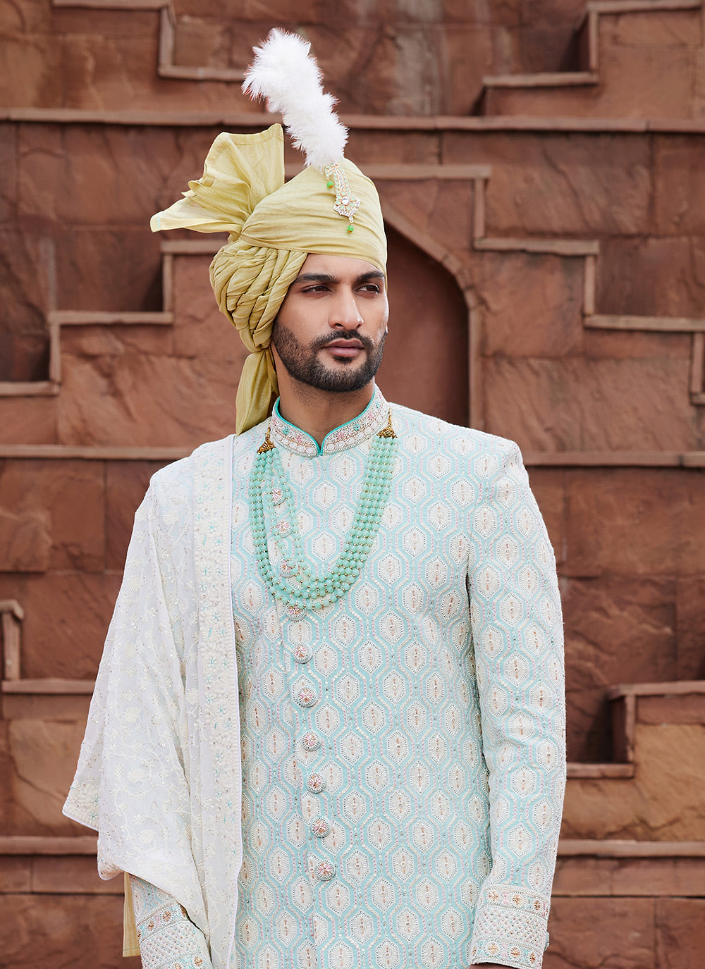 Sherwani Mens Wear With Embroidered, Hand And Thread Work