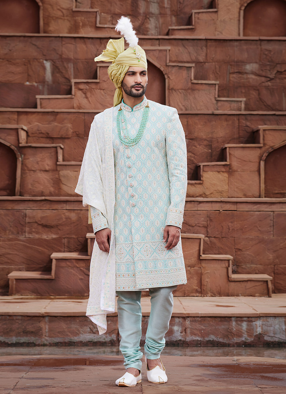 Sherwani Mens Wear With Embroidered, Hand And Thread Work