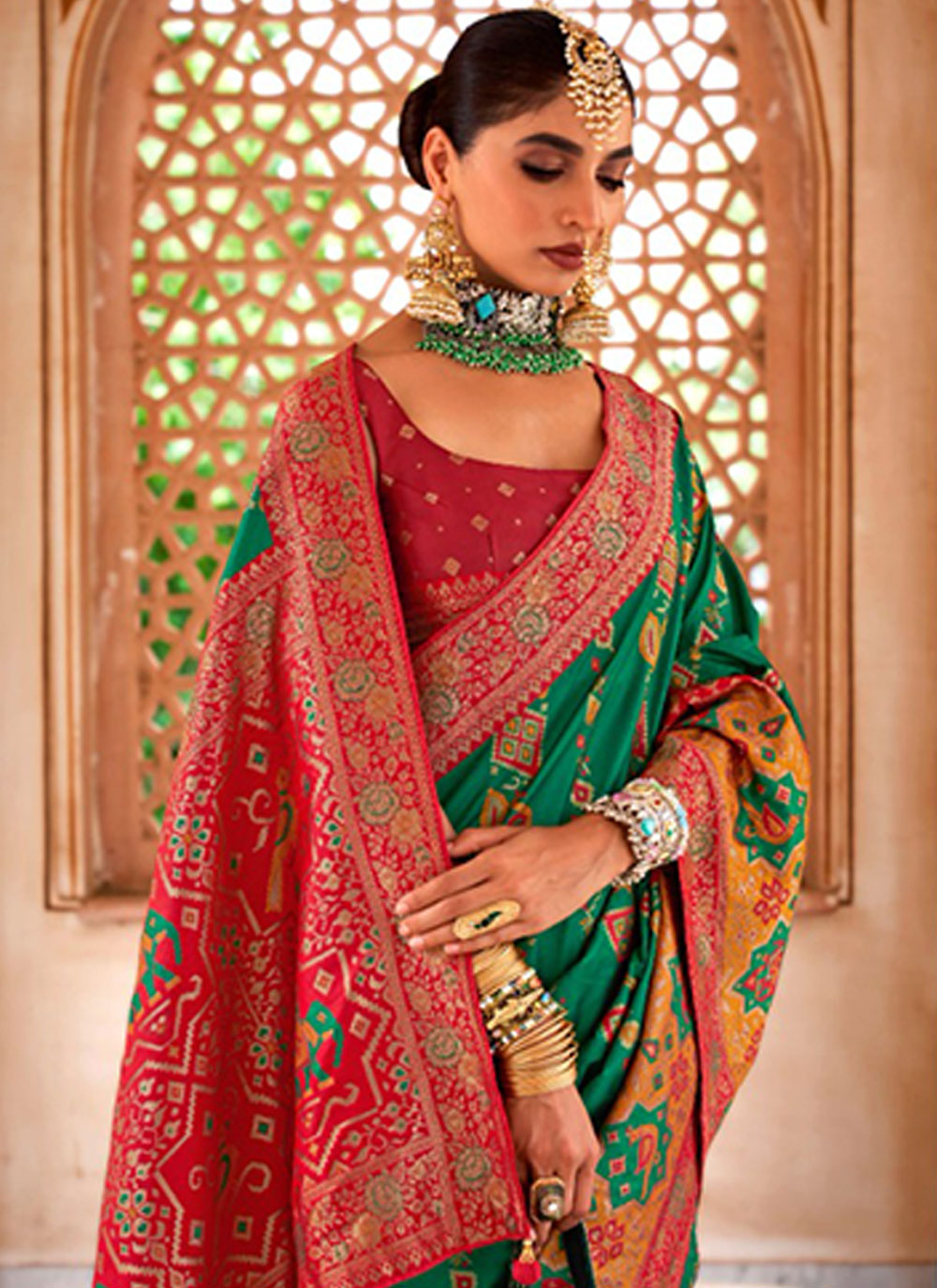 Banarasi Silk Classic Sari In Green