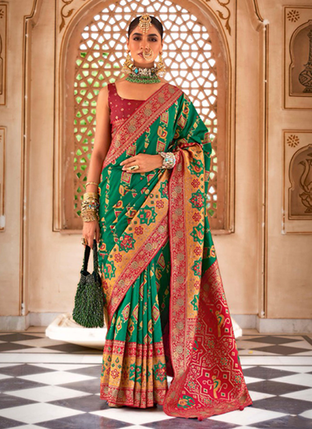 Banarasi Silk Classic Sari In Green