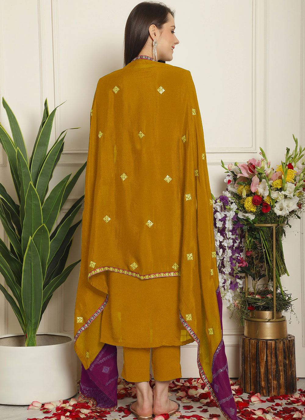 Mustard Chiffon Salwar Suit