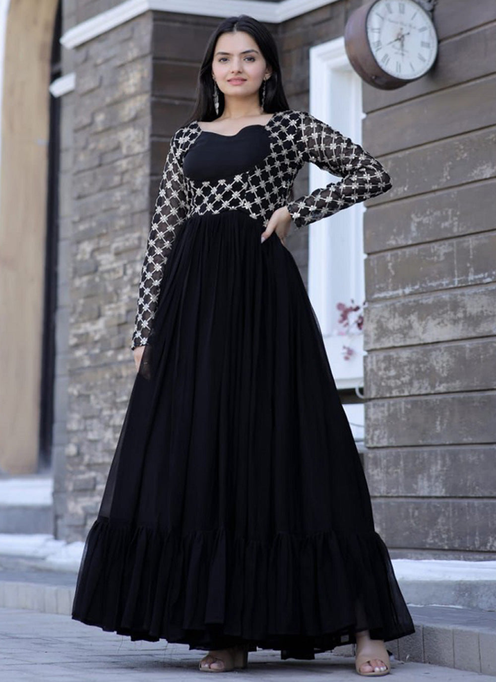 Black Color Trendy Gown In Festival