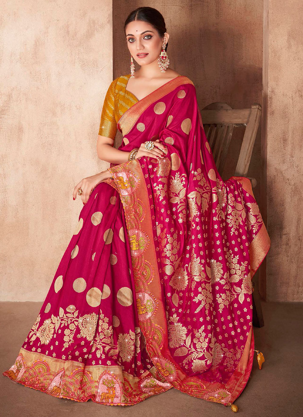 Rani Silk Trendy Saree With Embroidered Work