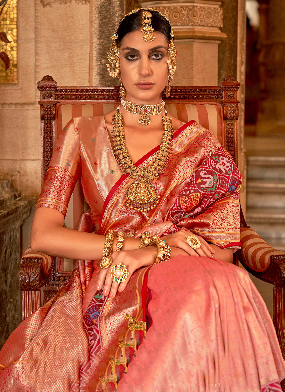 Meenakari And Weaving Work Banarasi Silk Trendy Saree In Pink