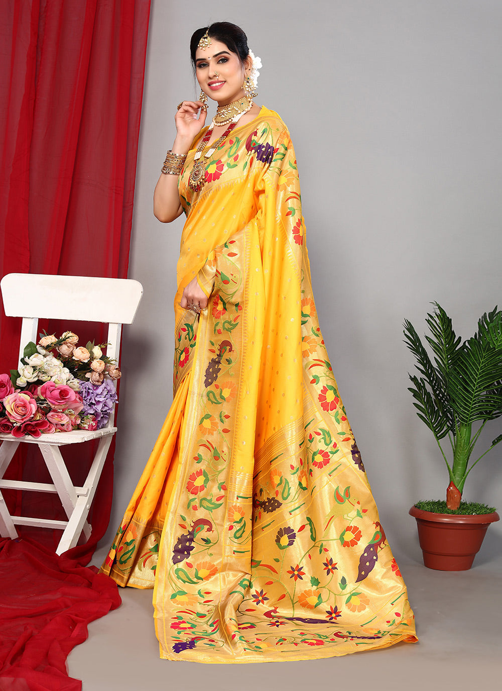 Classic Designer Saree Zari Silk In Yellow