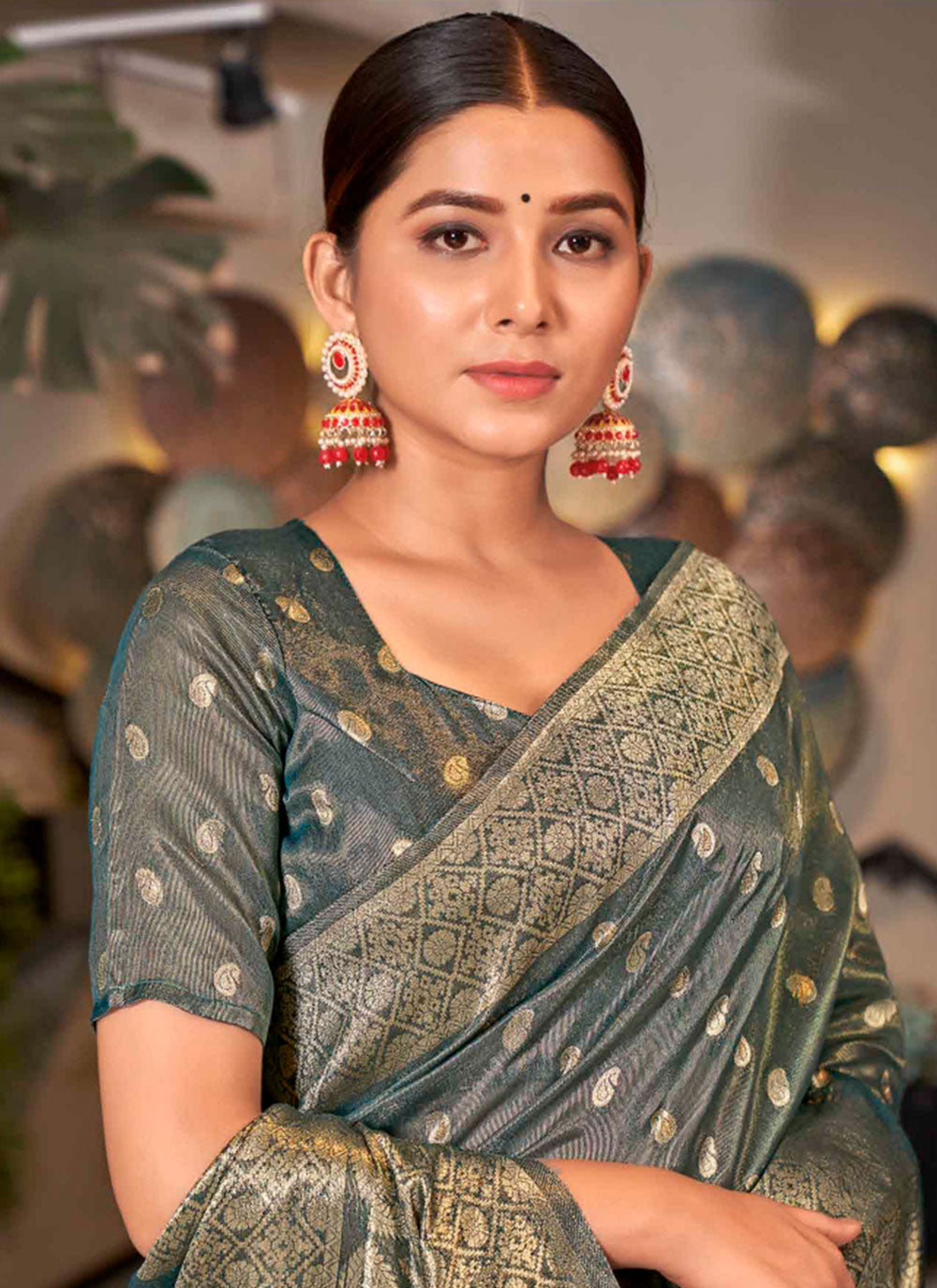 Green Weaving Contemporary Style Saree