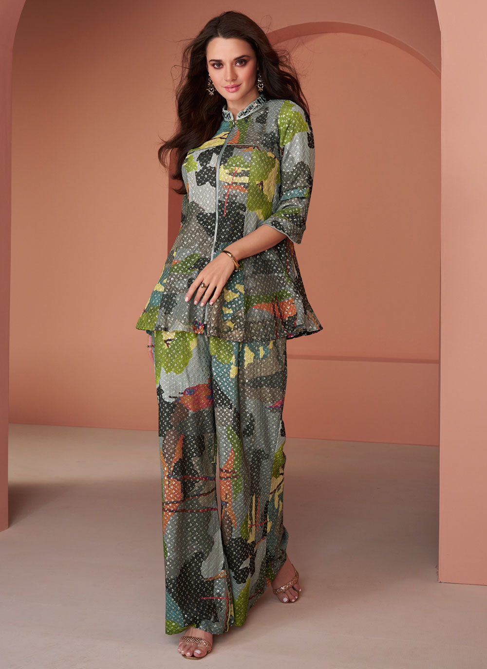 Multi Colour Cotton Silk Designer Kurti With Sequins Work For Ceremonial