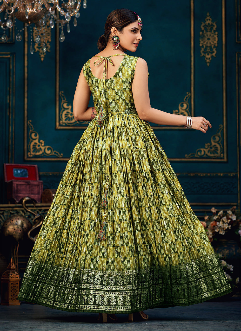 Floor Length Gown In Green