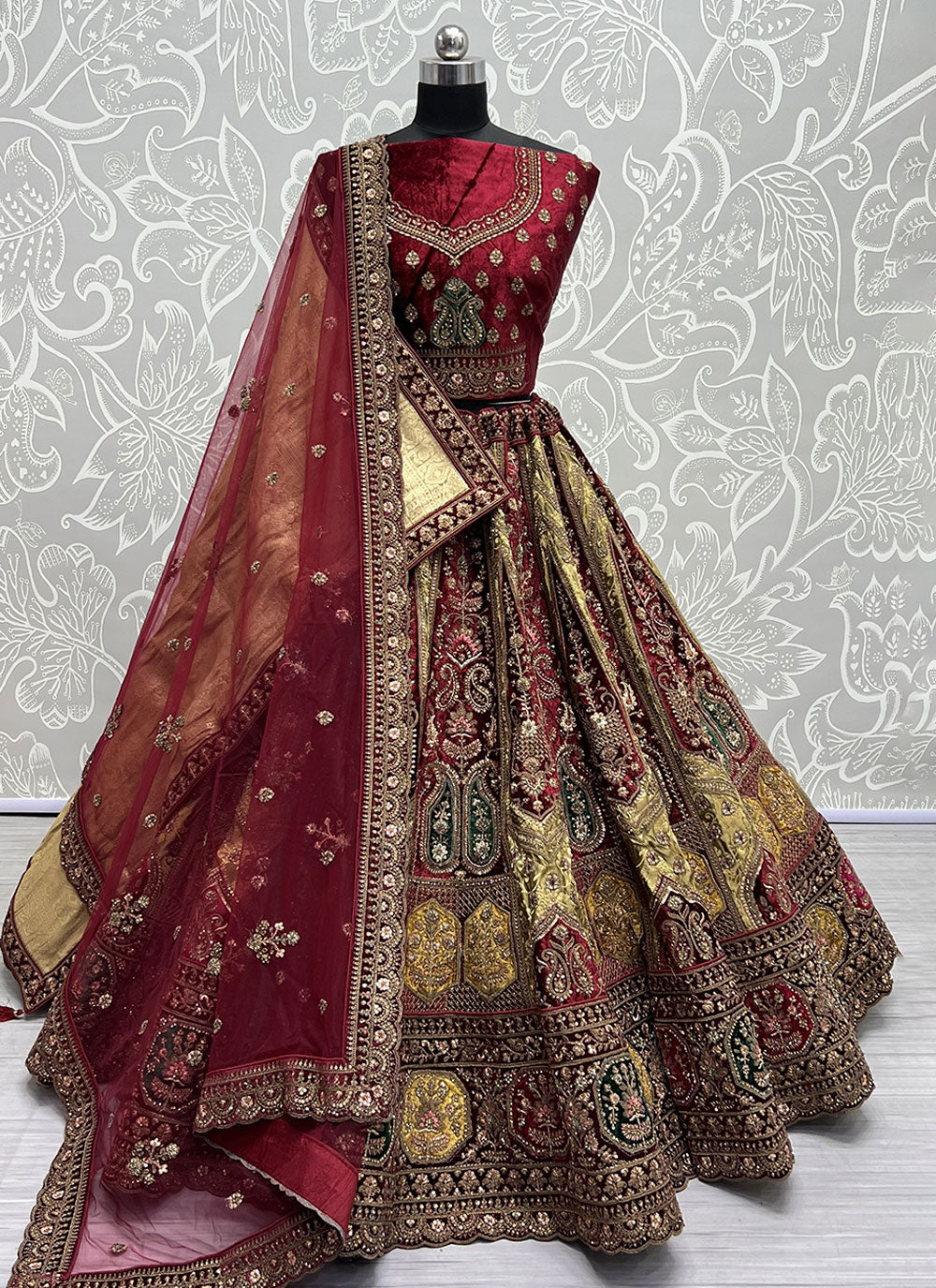 Diamond, Embroidered, Fancy, Patch Border And Sequins Work Silk Lehenga Choli In Cream