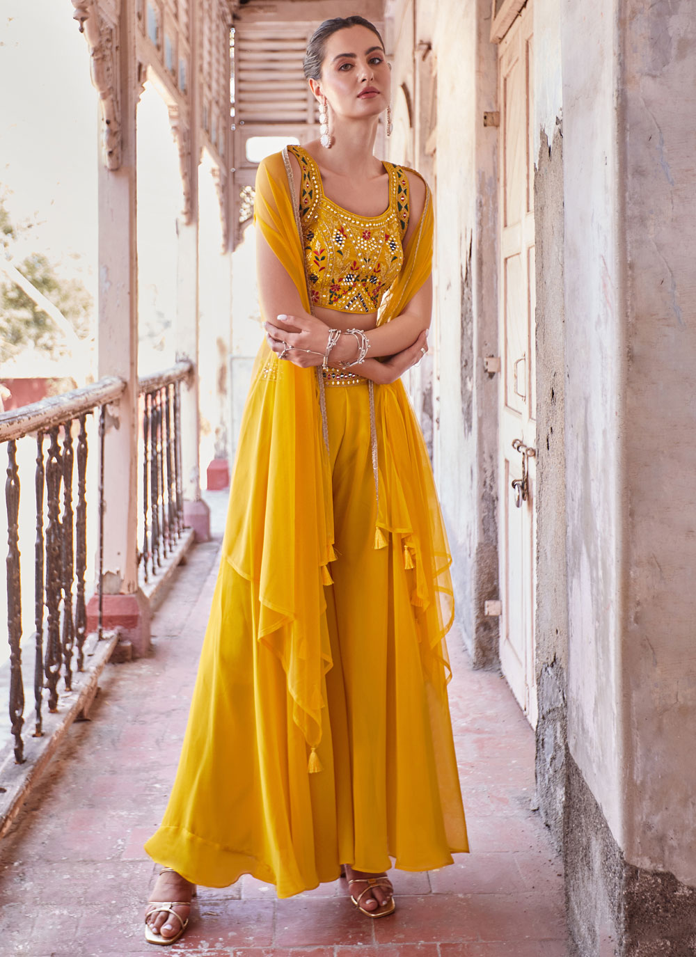 Georgette Salwar Suit In Yellow
