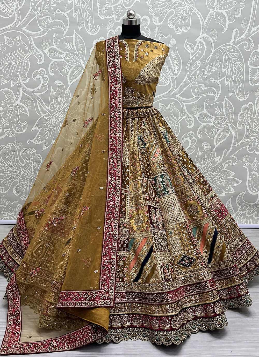 Embroidered, Patch Border, Sequins And Zari Work Lehenga Choli For Bridal