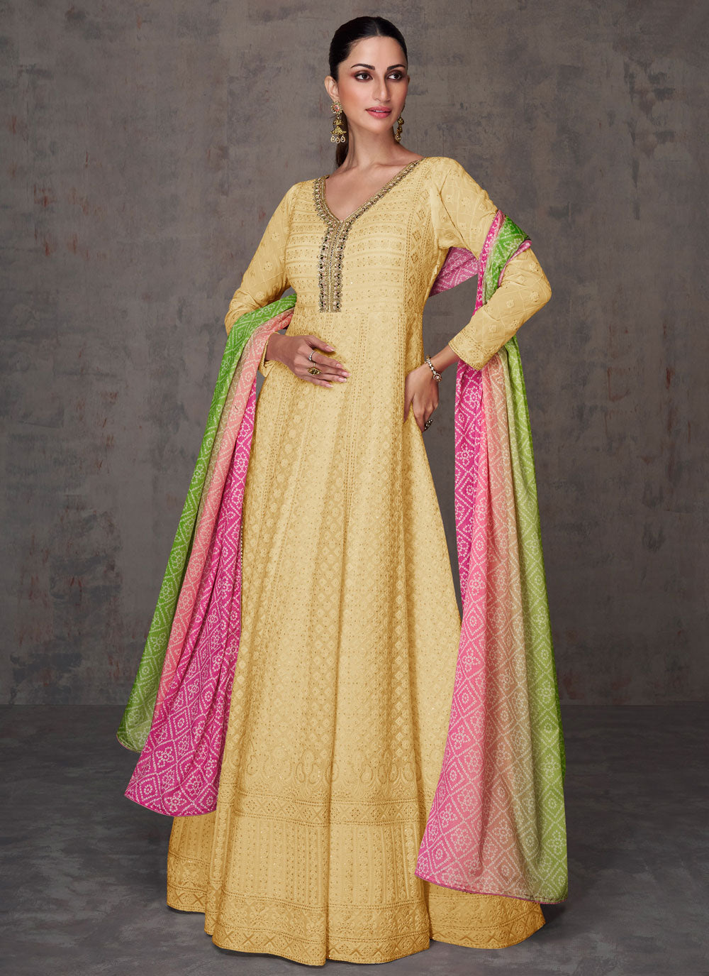 Readymade Salwar Suit With Embroidered And Sequins Work