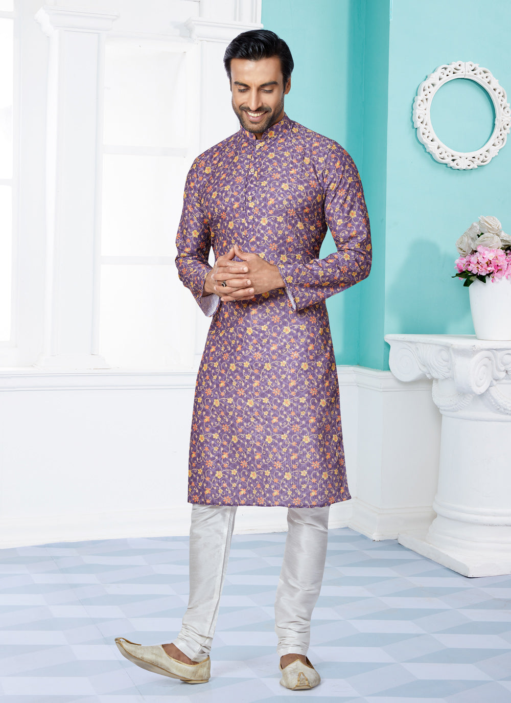 Fancy Fabric Multi Colour Kurta Pyjama