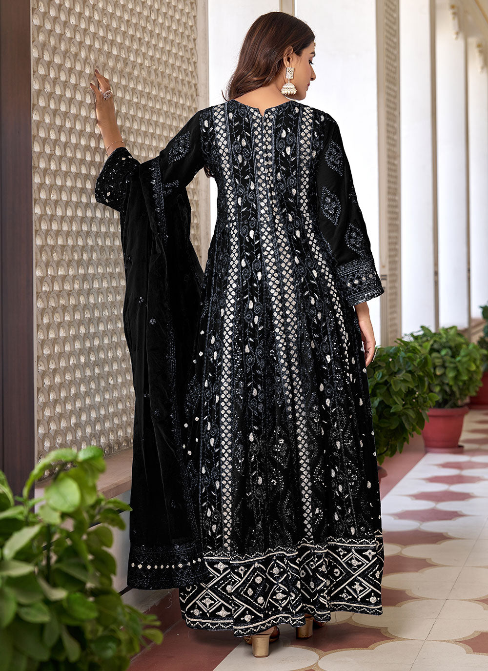 Black Embroidered Work Salwar Suit For Festival
