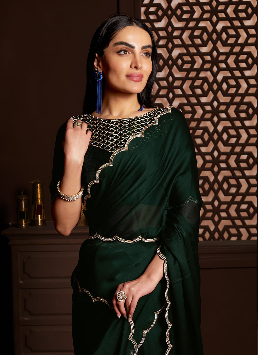 Satin Silk Trendy Saree For Ceremonial