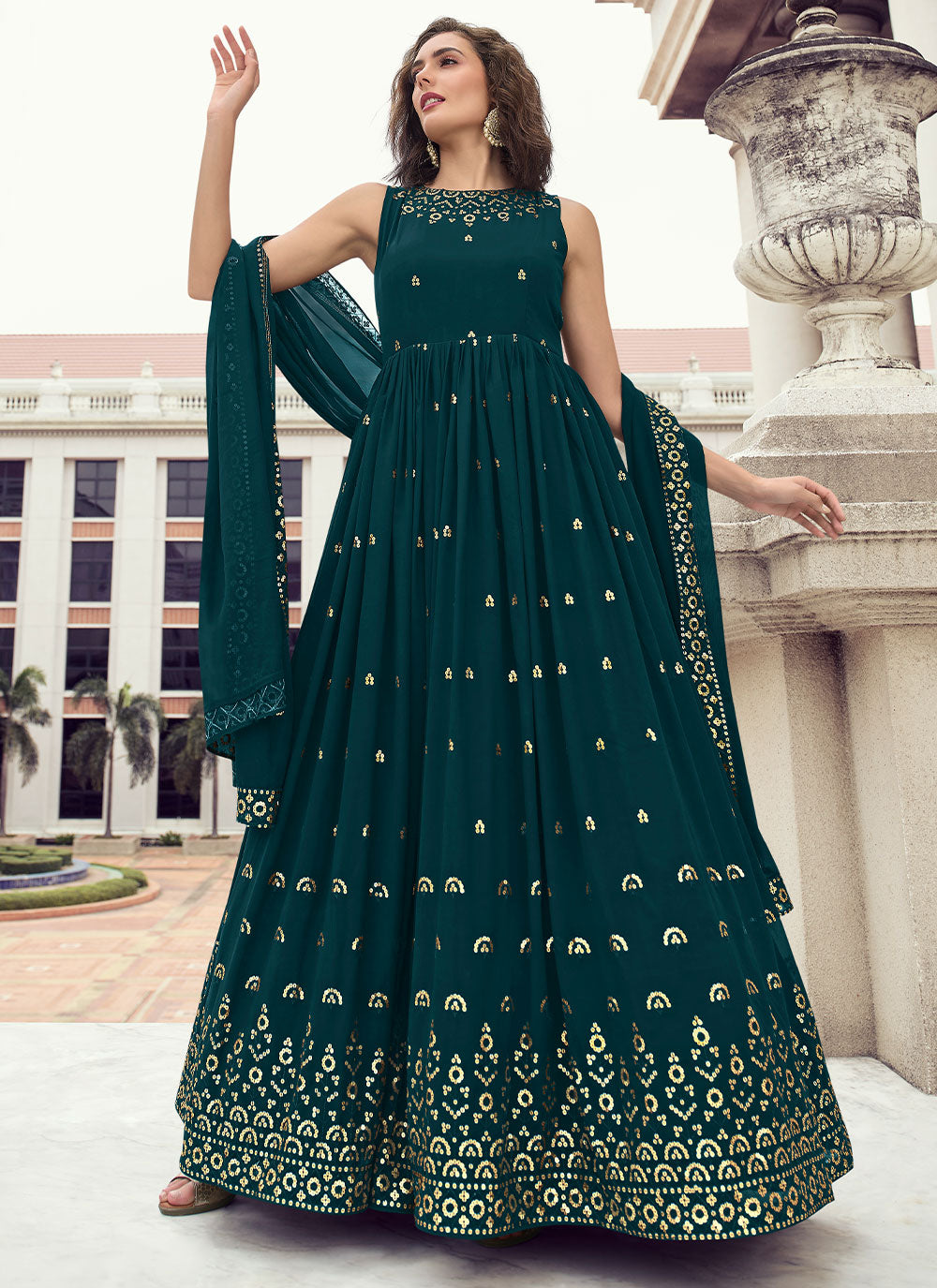 Rama Sequins Georgette Gown