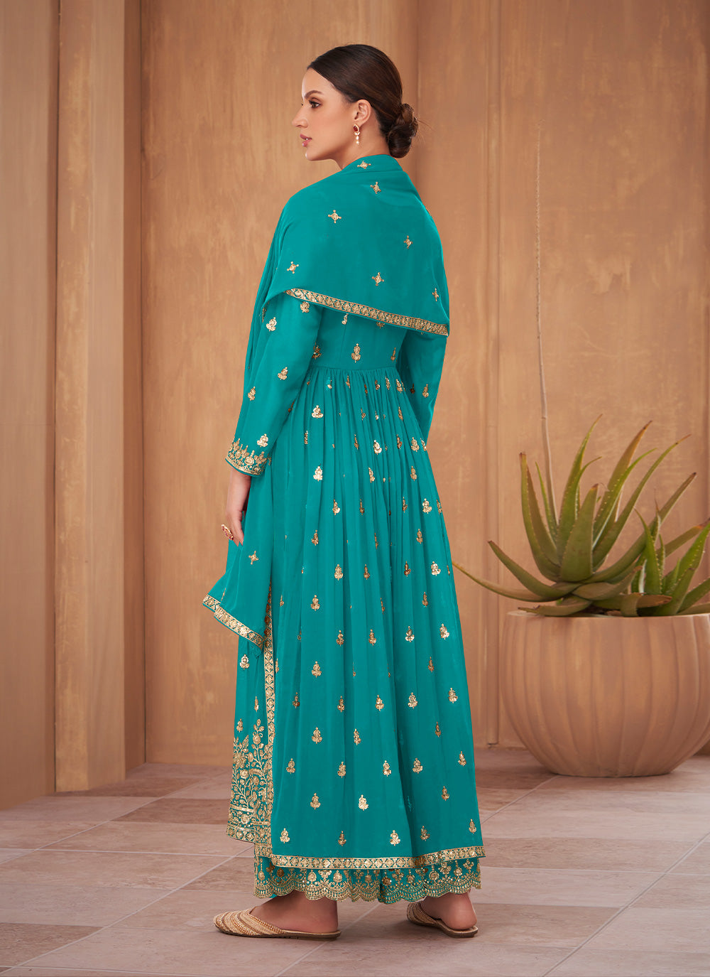 Turquoise Georgette Salwar Suit for Wedding