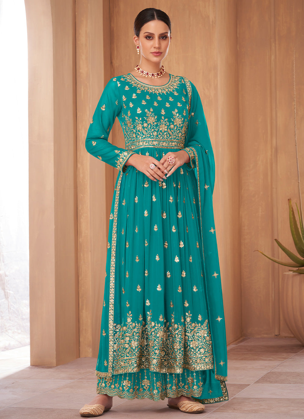 Turquoise Georgette Salwar Suit for Wedding