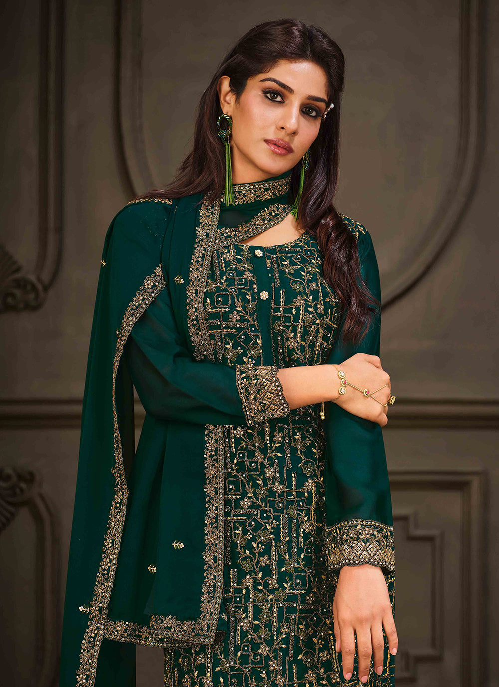 Georgette Green Sequins Trendy Salwar Kameez