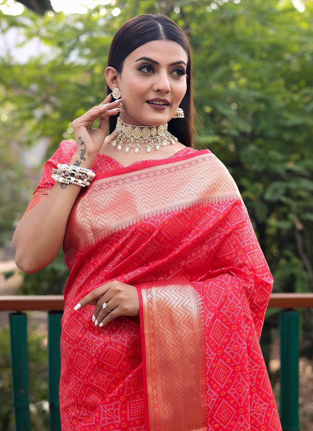 Contemporary Saree In Red
