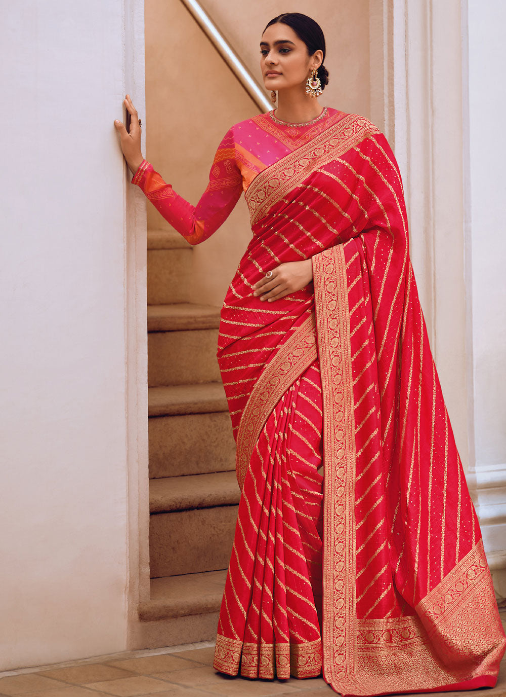 Viscose Designer Saree In Pink