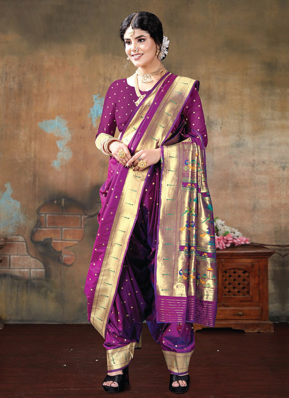 Purple Silk Classic Saree
