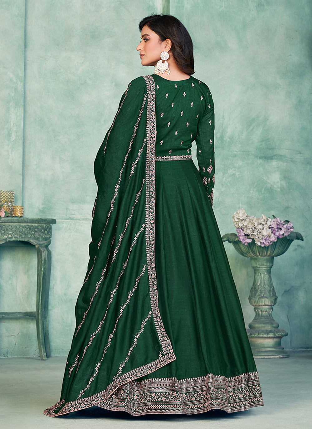 Green Art Silk Anarkali Salwar Suit For Mehndi