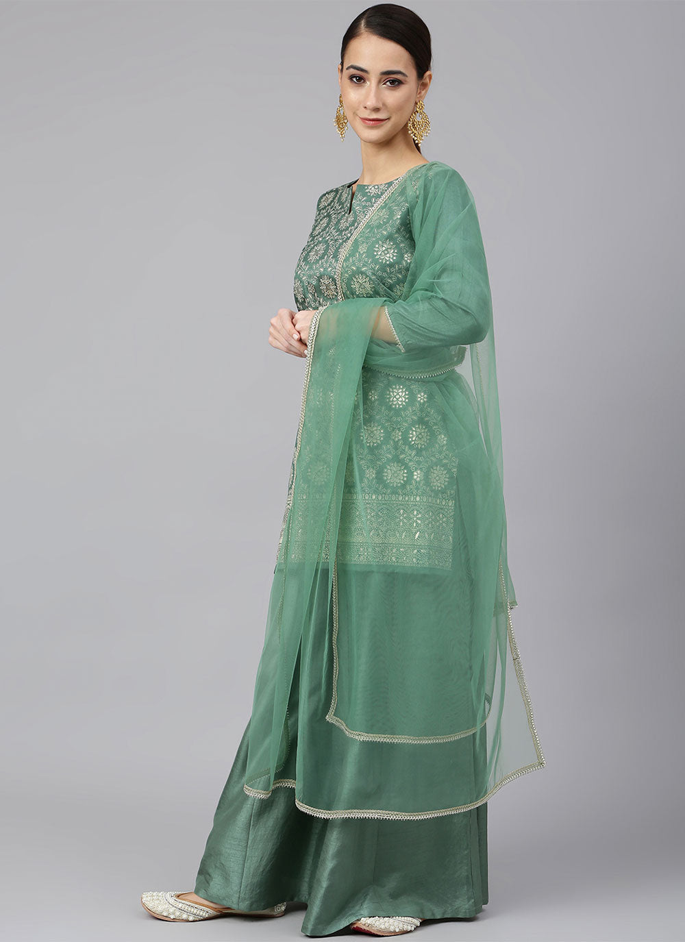 Chinon Foil Print Straight Salwar Suit