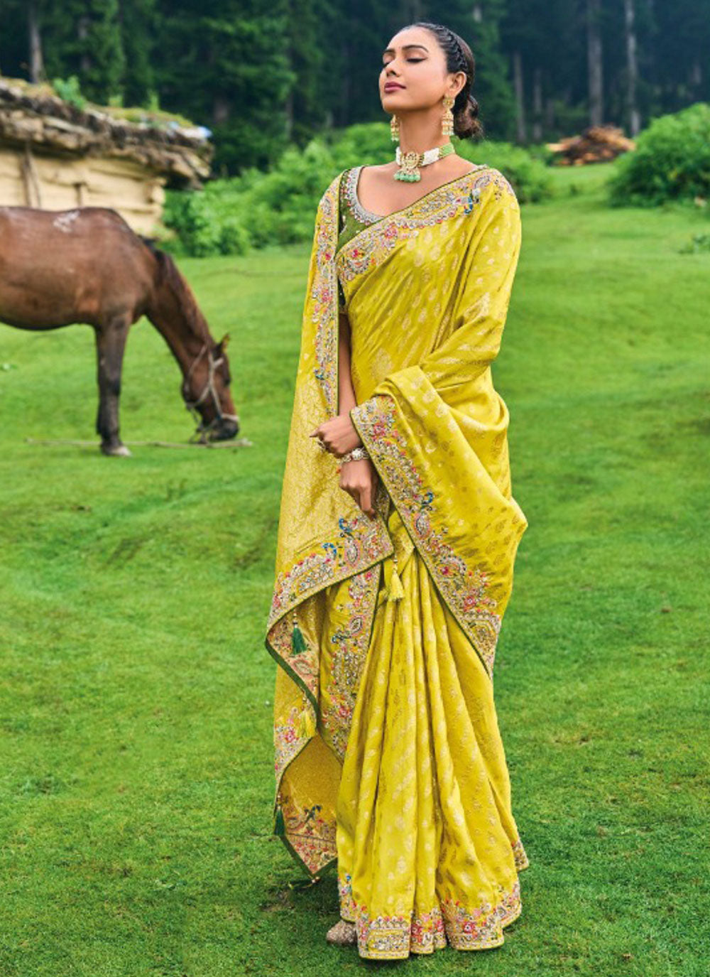 Silk Contemporary Sari With Embroidered Work