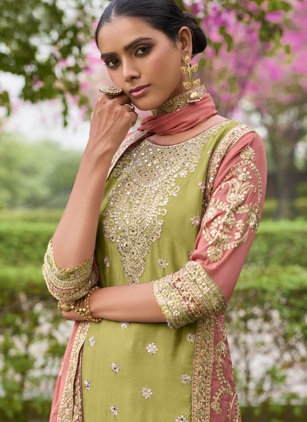 Green Embroidered Work Salwar Suit For Ceremonial