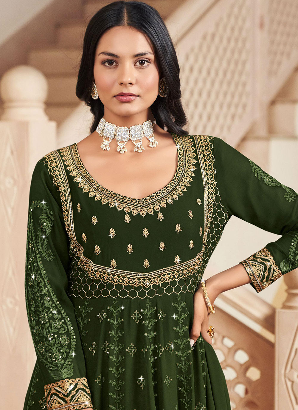 Green Embroidered Anarkali Salwar Kameez