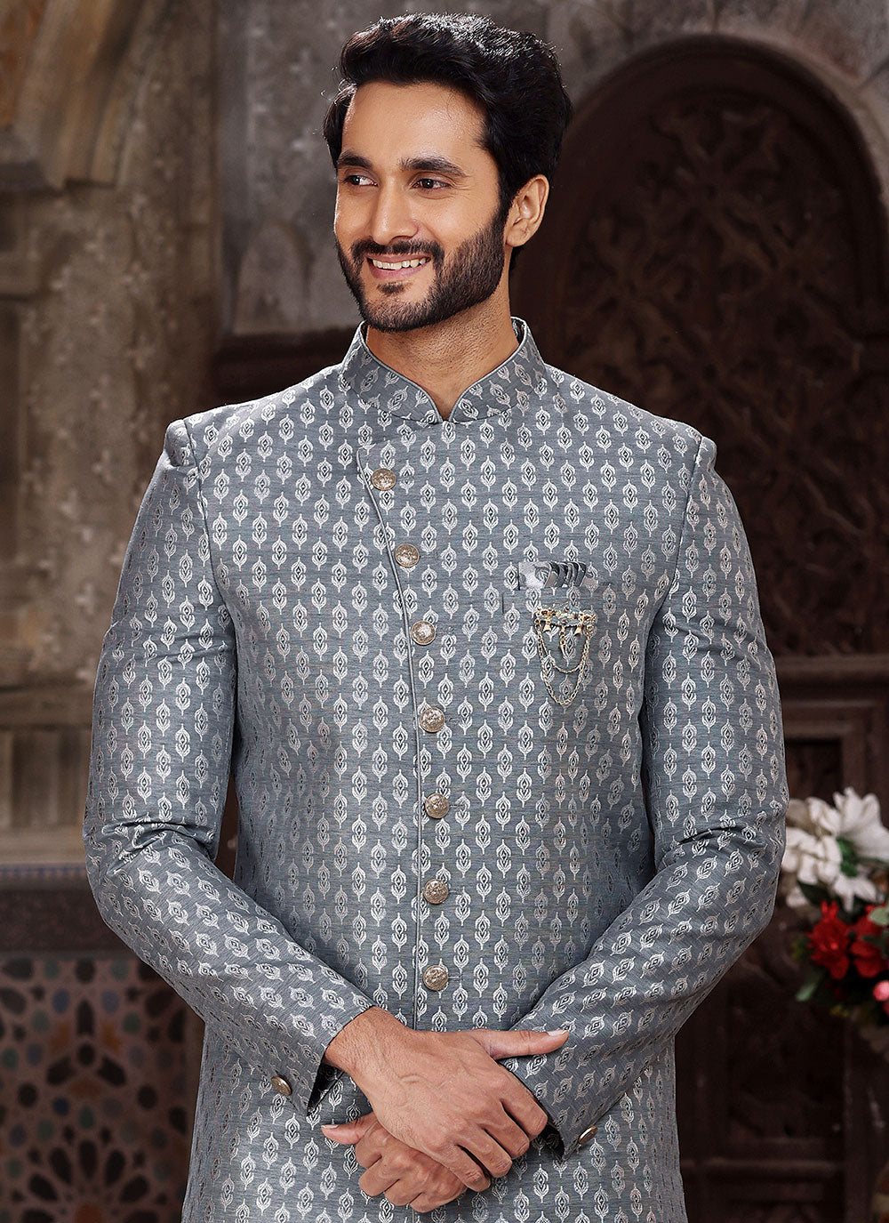 Grey Embroidered Indo Western