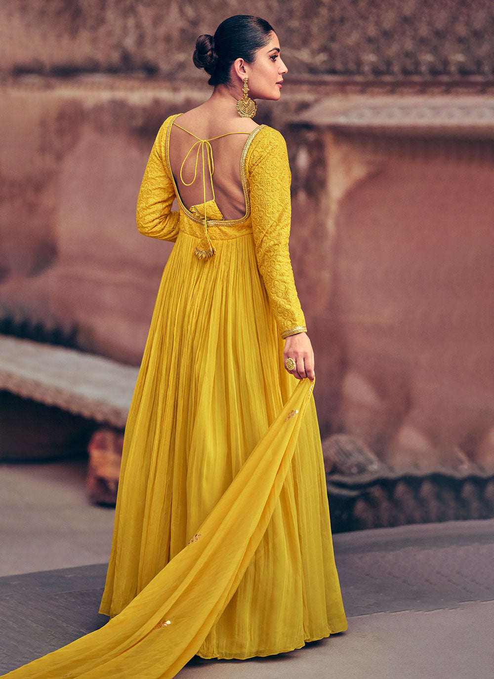 Chinon Designer Gown In Yellow