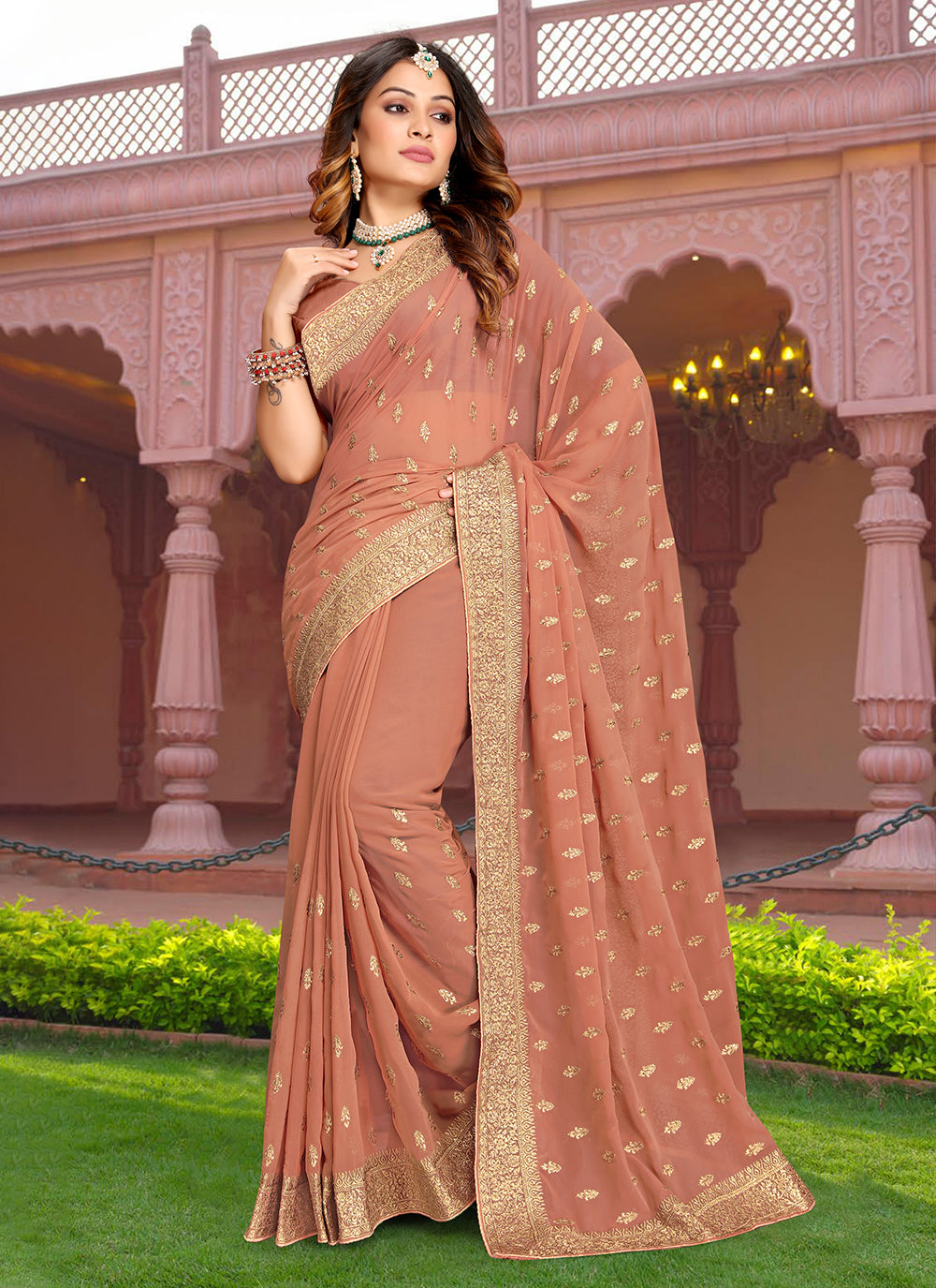 Embroidered Georgette Classic Saree