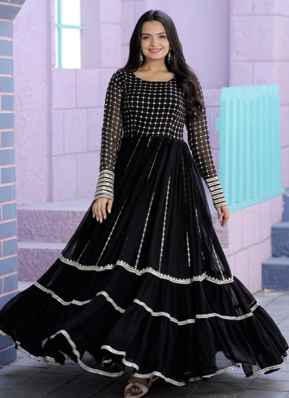 Georgette Ceremonial Readymade Trendy Gown