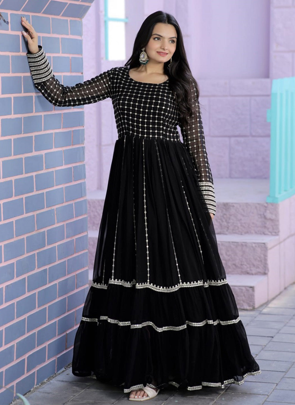Georgette Ceremonial Readymade Trendy Gown