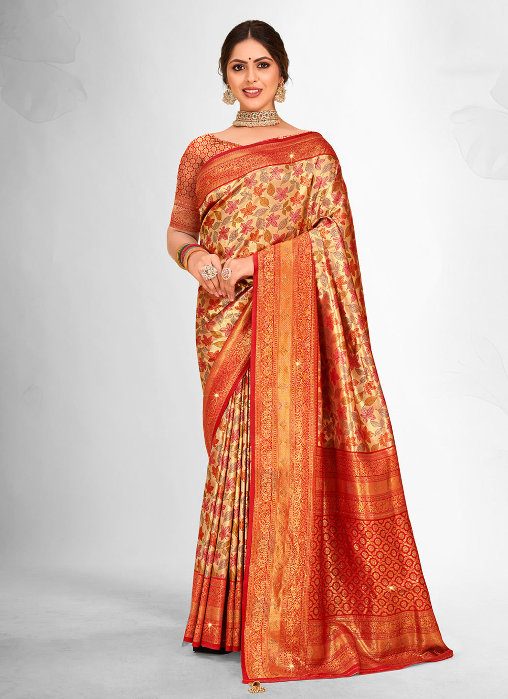 Weaving Work Banarasi Silk Traditional Saree In Red