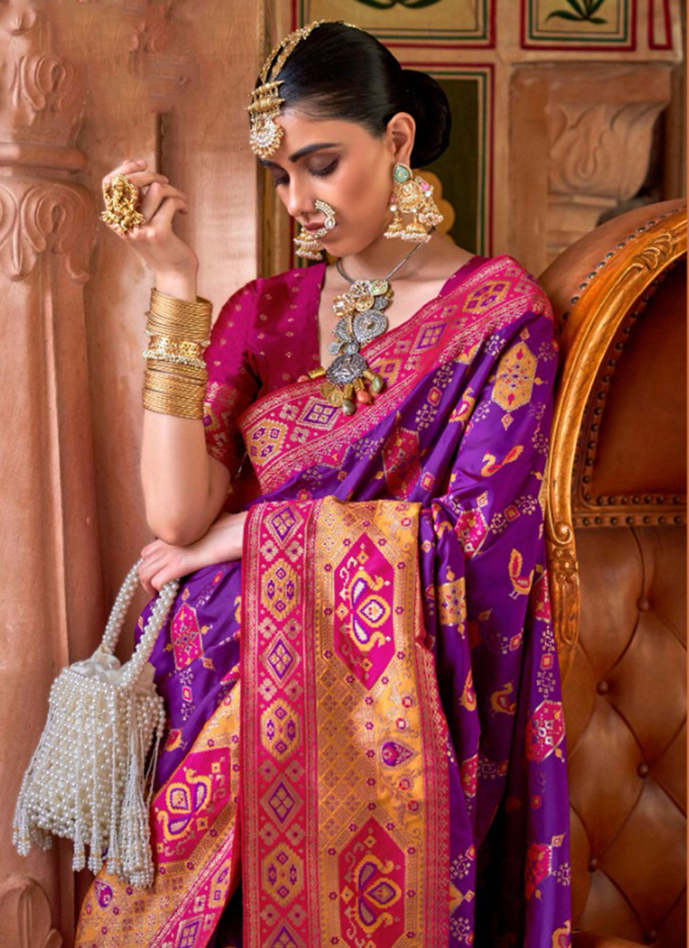 Purple Banarasi Silk Trendy Saree