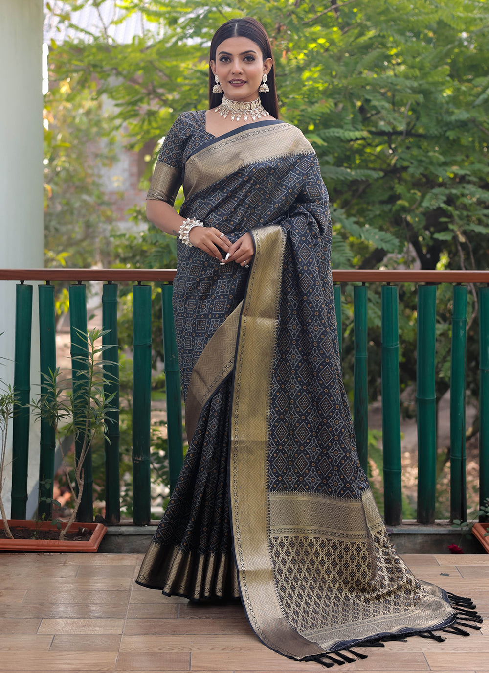 Weaving Trendy Saree In Black
