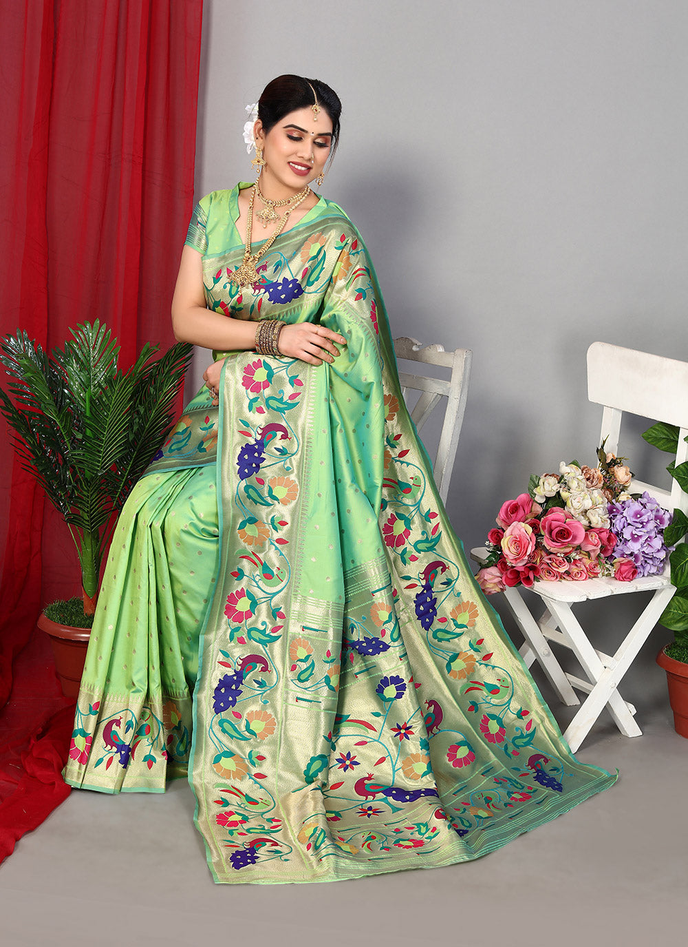 Green Zari Classic Designer Saree
