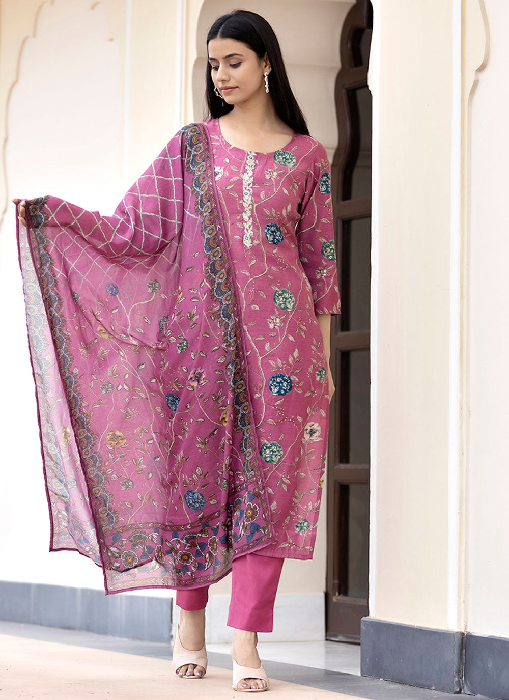 Pink Readymade Salwar Suit