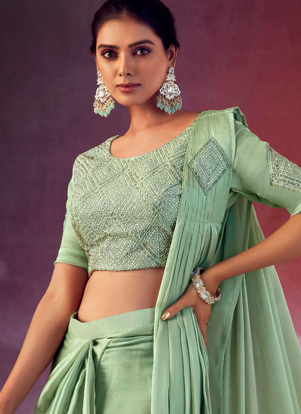 Observable Green Silk Trendy Saree